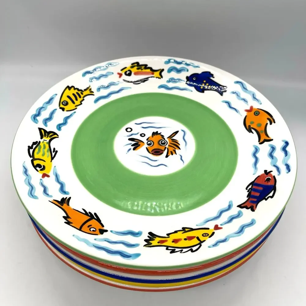 Les Tropiques Strata Set of 6 Dinner Plates 10 5/8